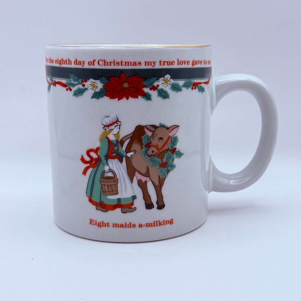 Tienshan‎ Deck the Halls 12 Days of Christmas Eight Maids A-Milking Mug